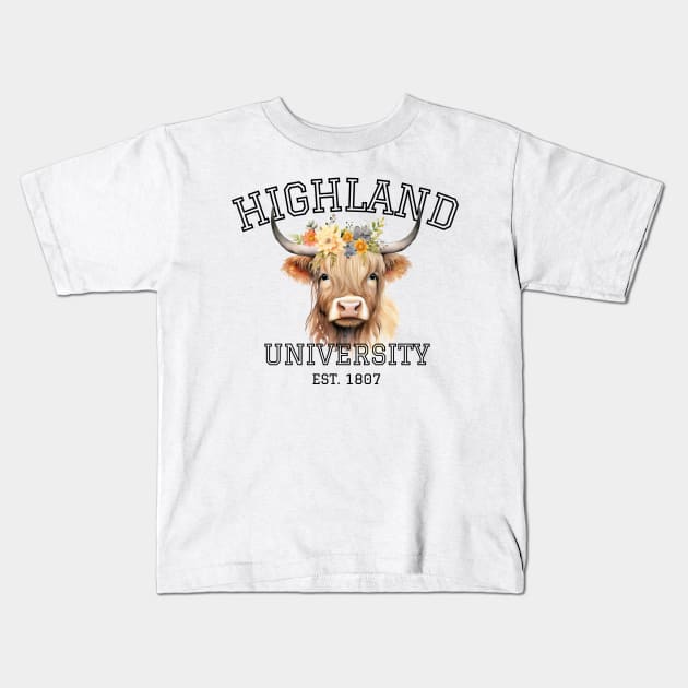 Highland University Kids T-Shirt by saigemint